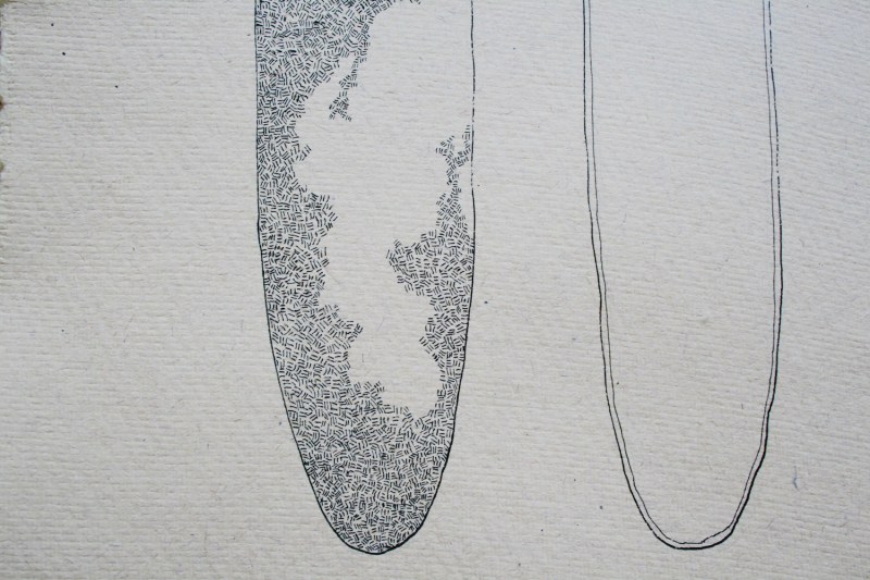 Ink drawing Fran Farrar art handmade paper artist