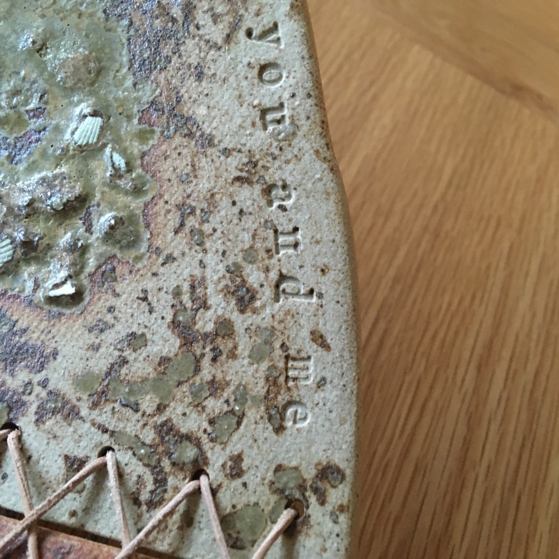 pottery; experimental glaze; stoneware; Fran Farrar; stitched; seaweed; shells