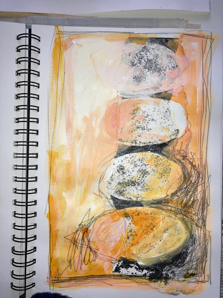 fran farrar, sketch, sketchbook, mixed media, motif