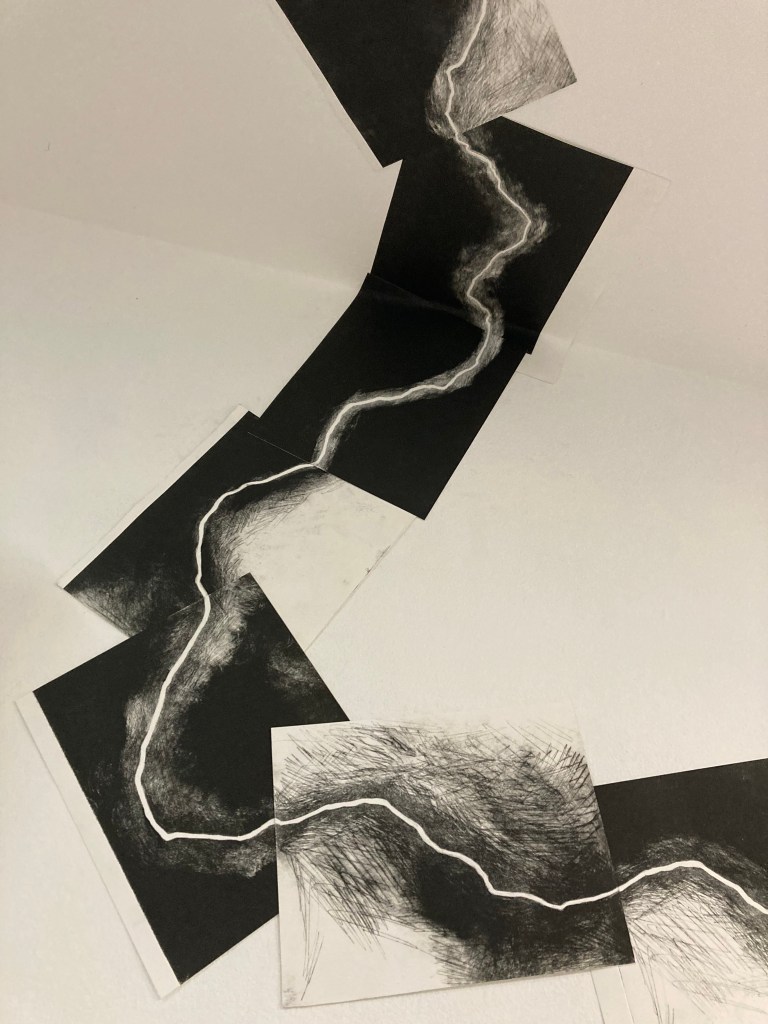 Fran Farrar; Dodman’s point; print installation; RIFT Quay Arts