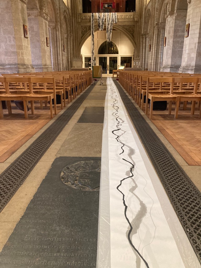 Fran Farrar, Printmaker, Print installation, Wymondham Abbey, artist residency