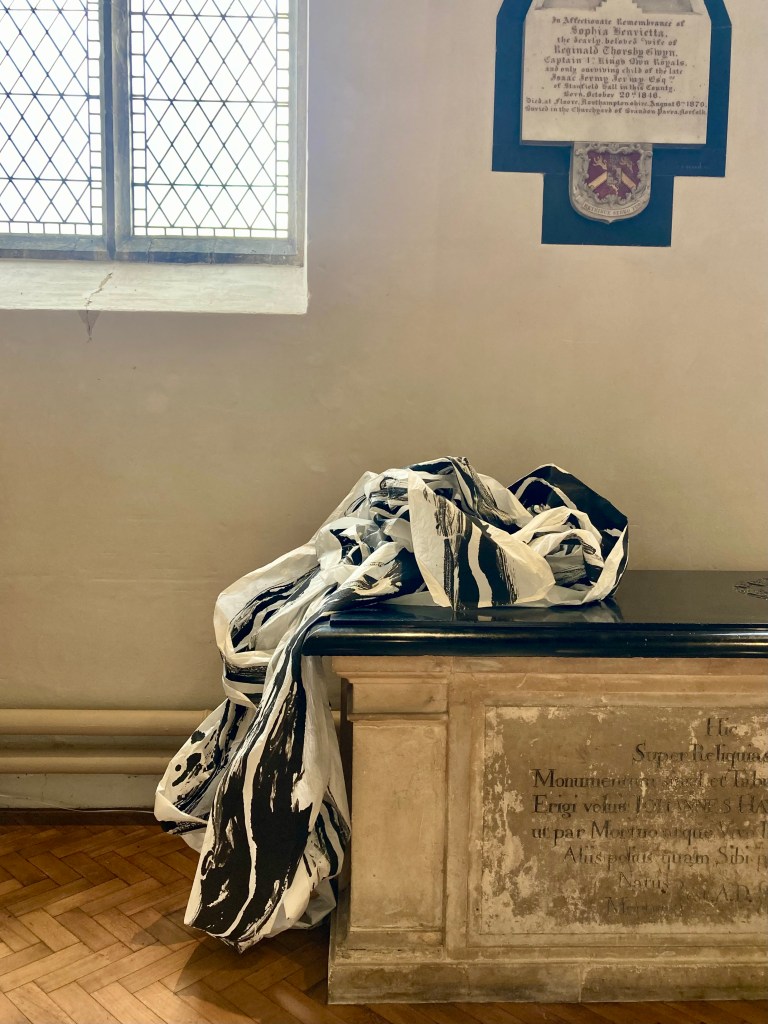 Fran Farrar, Printmaker, Print installation, Wymondham Abbey, artist residency; placed rift